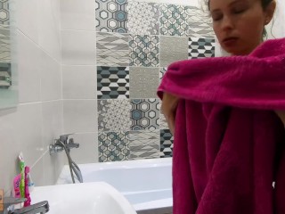 Hidden camera in the shower of a young mom - CatherineRain